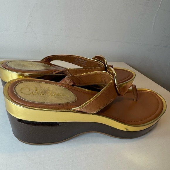 Cole Haan Air Wedge Thong Sandal Platform Flip Flop in Cognac Size 8 - Picture 4 of 10